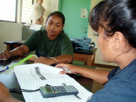 Shirlynnda and Belinda calculating the momentum