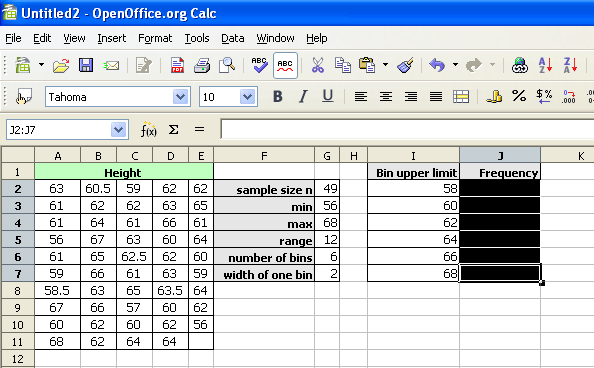 Selecting the cells