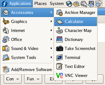 fedora gnome applicationsmenu calculator