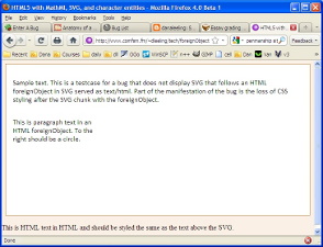 Image of page correctly rendered in FireFox 4 beta 1 on Wndows XP