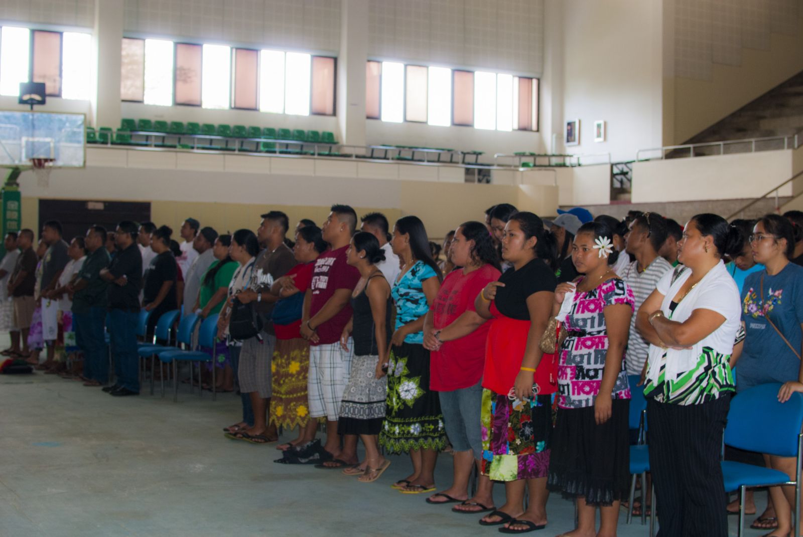 Students rehearsing for the commencement ceremony.