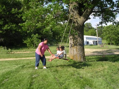 On Becky's swing