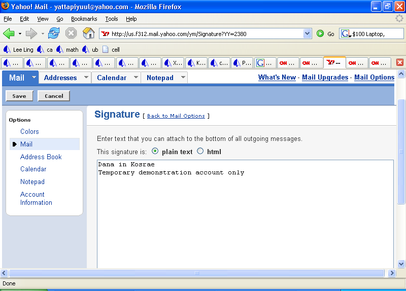 how to put a signature in yahoo mail