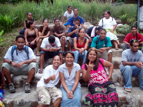 Students listen as the garden is introduced