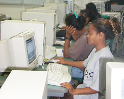 Student at work in the math science computer laboratory