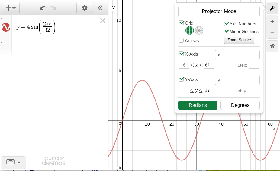 Desmos graphing calculator screen shot