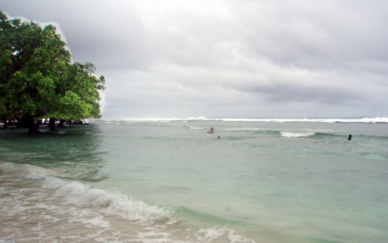 children surfing along Malem shoreline 04 January 2008