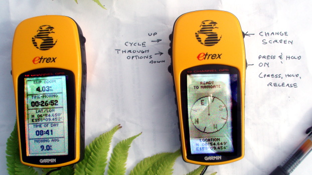 Garmin eTrex GPS at hide location