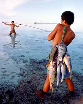 spear fishing Pacific islander
