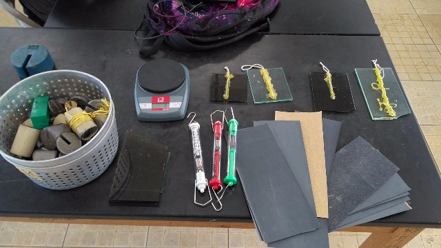 The equipment necessary to run lab five on friction