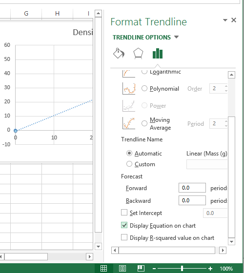 Excel 2013 xy scattergraphing