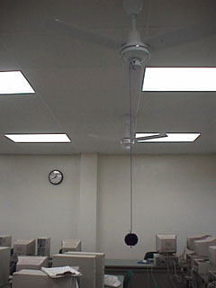 Kooshkin suspended from ceiling fan.