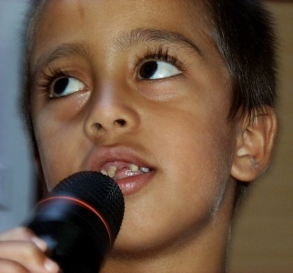 Marlin in his first karaoke performance.