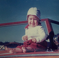 Dana on Uncle Donald Stech's boat on Lake Van Etten circa 1960.