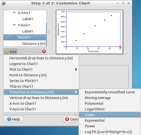 Gnumeric xy scattergraph chart wizard