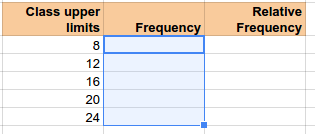 Google Sheets frequency table creation process