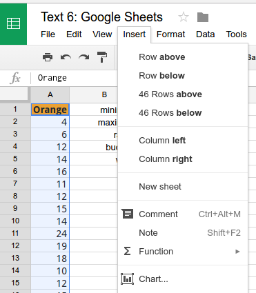 Google Sheets histogram chart creation process