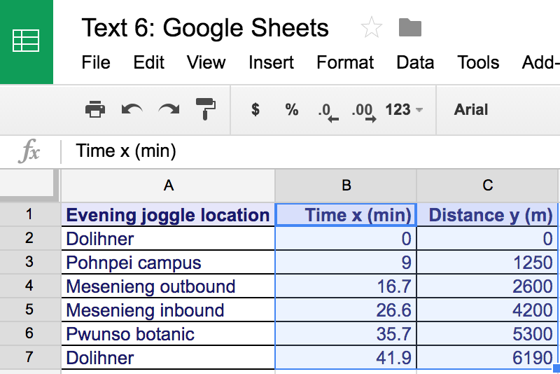 Google Sheets linear regression process image