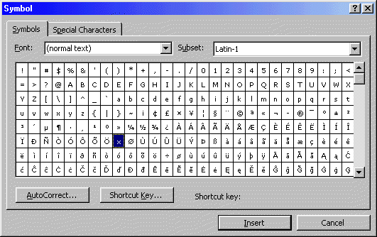 Symbol 97 Dialog