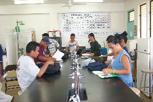 Students checking their papers