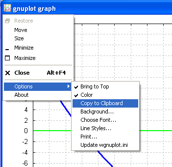 Gnuplot graph window menu